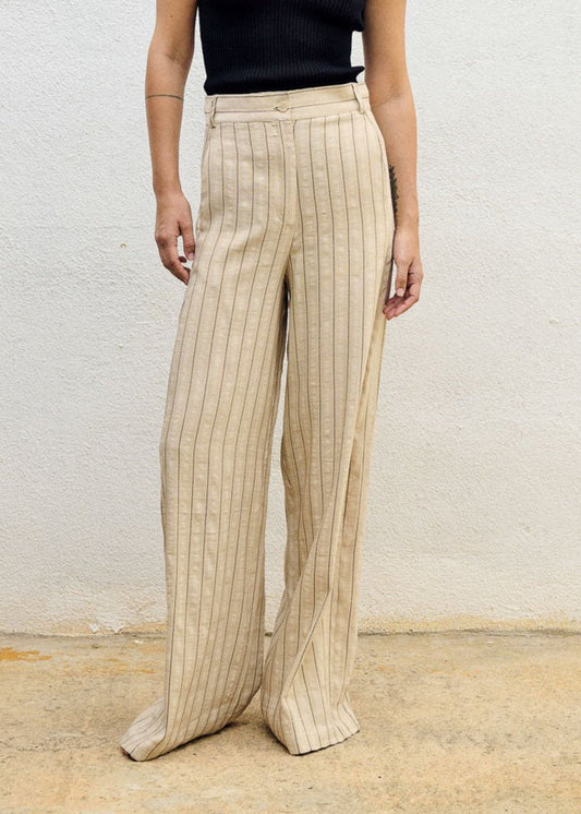 Wide Pants in Ecru Stripes from SITA MURT at Edito boutique