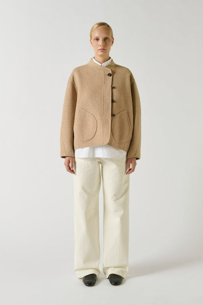 Windsor Coat in Mottled Beige from SOEUR at Edito boutique