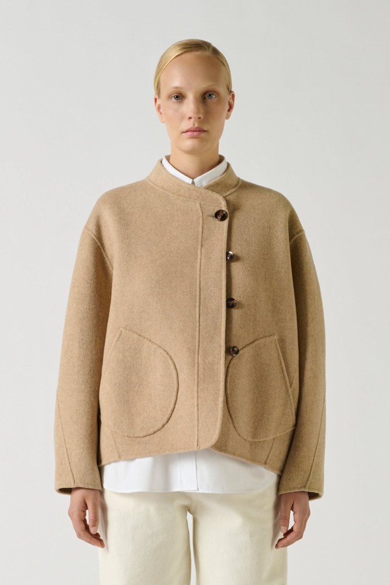 Windsor Coat in Mottled Beige from SOEUR at Edito boutique