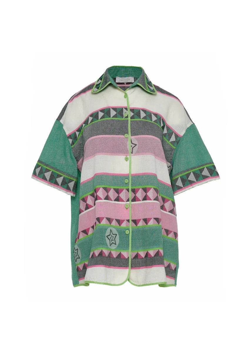 Zaria Shirt in Green/Pink from DEVOTION TWINS at Edito Boutique